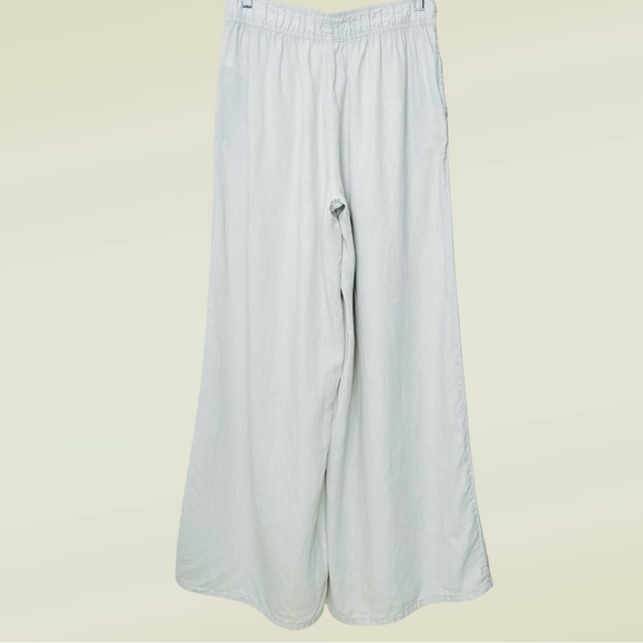 90s Coastal 100% Linen Wide Leg Breezy Beach Pants M Gray/Green Sigrid Olsen - Picture 6 of 11